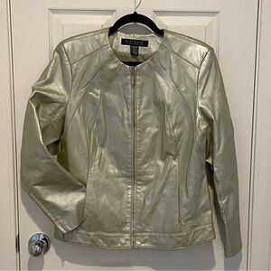 Dialogue - 100% leather Jacket - Frosted Mint Green - Medium